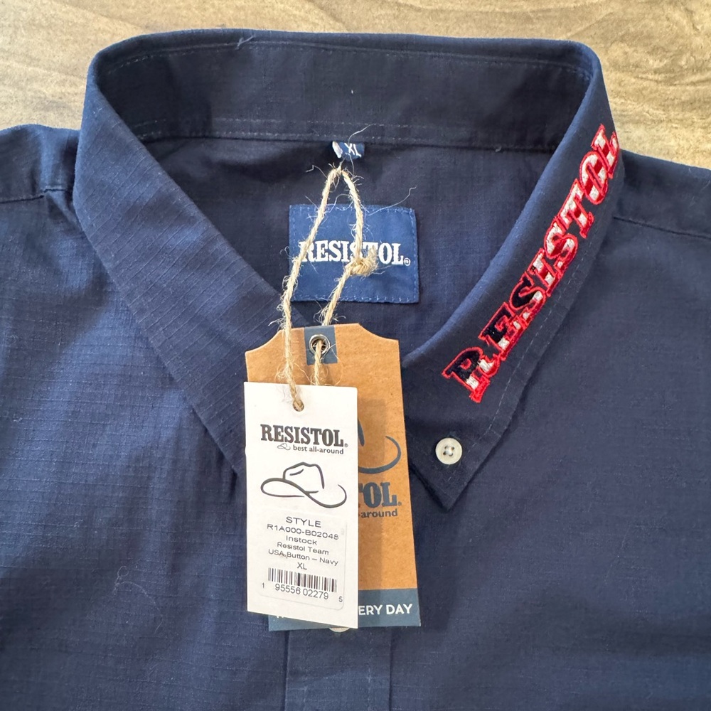 Resistol Men's Weatern Navy Button Down Shirt, XL, NWT